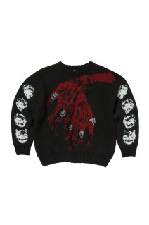 TC BONE CROSS KNIT SWEATER - BLACK (TC26KN3002)