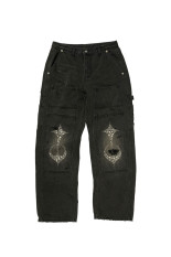 STUDED KNEE CARPENTER PANTS - BLACK (TC26PT3401)