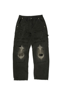 STUDED KNEE CARPENTER PANTS - BLACK (TC26PT3401)