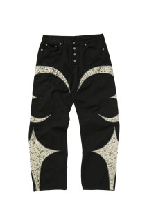 IRON STEEL FOCUS LEATHER DENIM PANTS - BLACK (TC26PT4002)