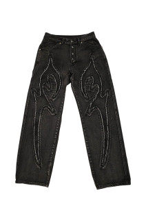 TRIBAL DENIM PANTS - BLACK (TC23PT0702)