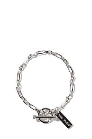 Mix Cut Link Bracelet -3mm- / Silver (XOB120-17)