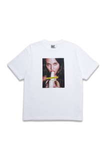 Mike Dowson Holding a Banana Girl Photo Tee by Stie-lo - WHT (STLMD002)