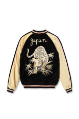 Velveteen (Two-tone) × Acetate Souvenir Jacket “WHITE TIGER” × “GOLD DRAGON” / 119) BLACK (TT15975-119)