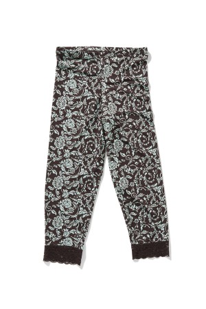 Lace-Trim Mid-Calf Shorts - BROWN (12603190470)