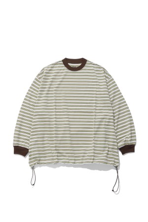 Balloon Border Long-sleeve T-Shirt - BROWN x GREEN (26AW_05_1004AWCS93-D)