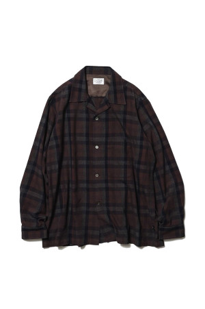 60s Sports Shirt Cotton/Rayon - Brown Plaids (U26F-11-0001)