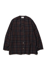 Shirts Cardigan Cotton/Rayon - Brown Plaids (U26F-11-0003)