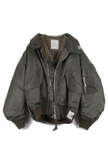 LAYERED BOMBER JACKET - KHAKI (B17BL061)