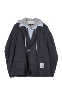 THREE LAYERED HOUNDSTOOTH JACKET - GRAY (K17JK321)