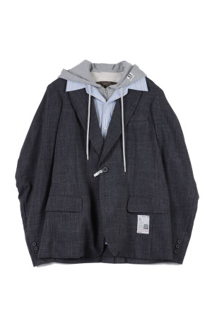 THREE LAYERED HOUNDSTOOTH JACKET - GRAY (K17JK321)