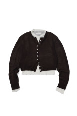 Layered Crewneck Cardigan -BROWN (62620531)