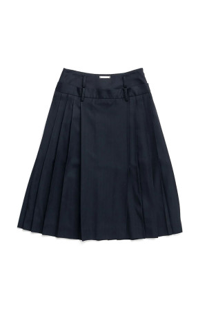 Double-Waist Pleated Skirt -NAVY(31262515902)