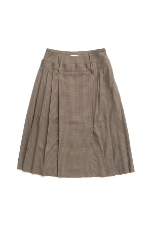 Double-Waist Pleated Skirt -BEIGE(31262515902)