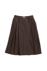 Double-Waist Pleated Skirt -BROWN(31262515902)