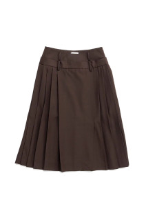 Double-Waist Pleated Skirt -BROWN(31262515902)