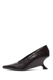 Crocodile-Embossed Curve Wedge Pumps-DARK BROWN(31262565506)