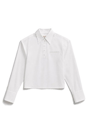 Shoulder Pad High-Stretch Broadcloth Shirt -WHITE(31262315103)