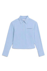 Shoulder Pad High-Stretch Broadcloth Shirt -S.BLUE(31262315103)