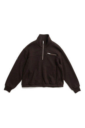 Wool Blend Half-Zip Top  -BROWN(31262415102)
