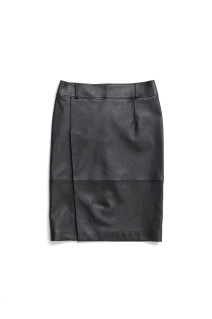 Sheepskin leather slit skirt -BLACK(31262515604)