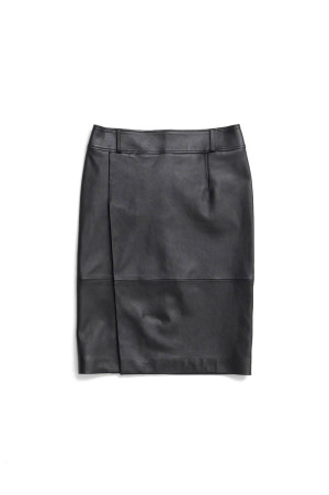 Sheepskin leather slit skirt -BLACK(31262515604)