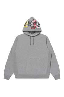 ASSORTED LABELS EMBROIDERED HOODIE - HEATHER GRAY（BEPFW26CS09）