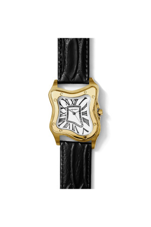 Laurent Watch Large Gold Case Leather Band White Dial（990496500071）